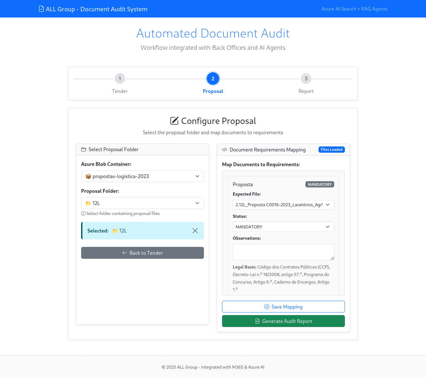 Proposal Setup Interface