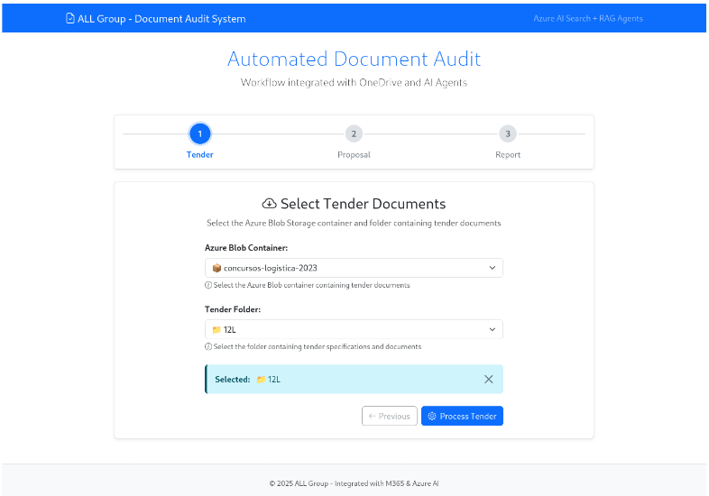 Tender Processing Interface